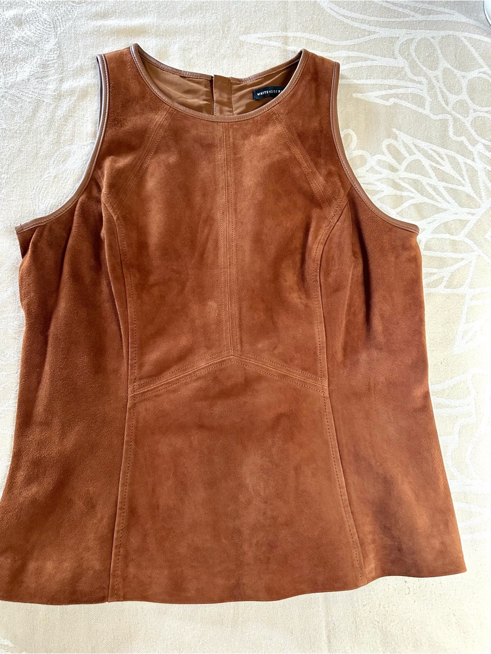 WHBM Janelle Genuine Leather Peplum Top Whiskey Brown NWT 10 - Picture 3 of 8